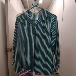 Vintage America Green Striped Button Down Shirt